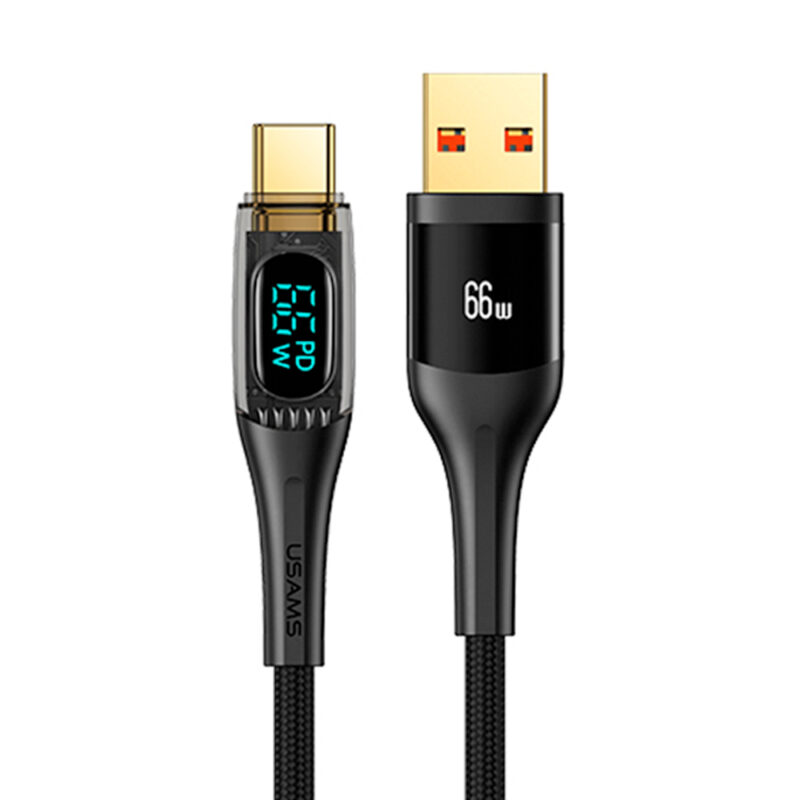 Cabo Usb Usams Usb A pra Usb C Máx. 6A 66W 2Metros Preto
