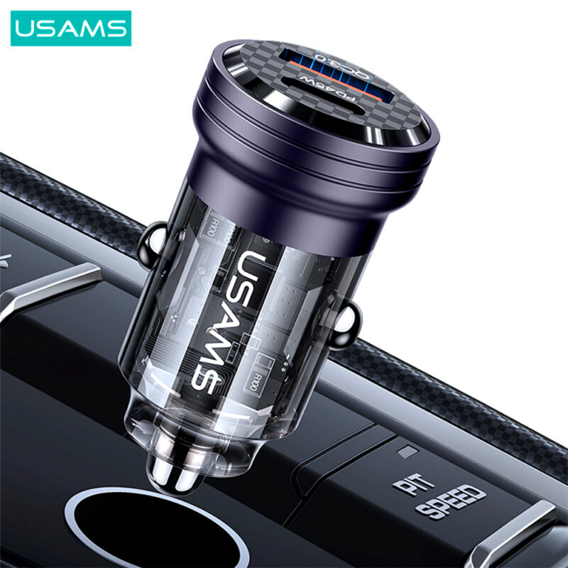 Carregador Veicular Usams Porta Usb A/C Máx. 45W Púrpura
