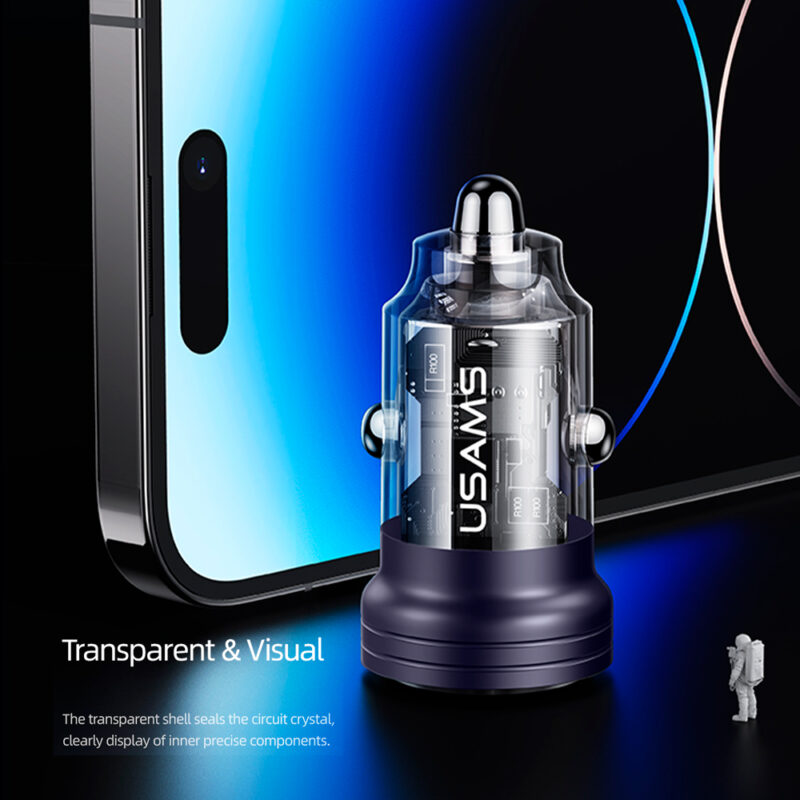 Carregador Veicular Usams Porta Usb A/C Máx. 45W Púrpura