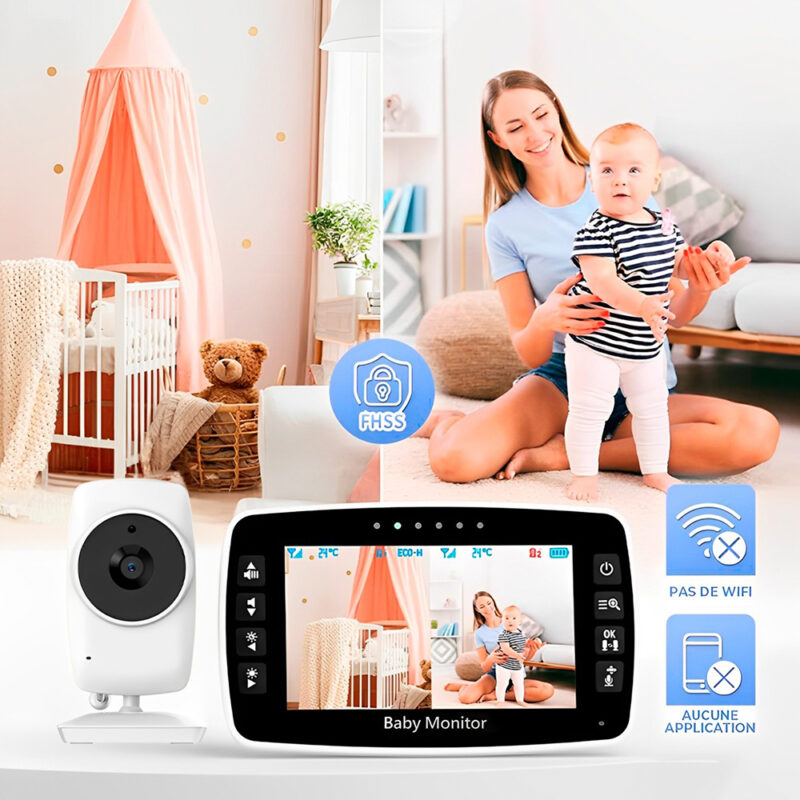 Babá Eletrônica Baby Monitor 4.3” Câmera Sem Fio Branca