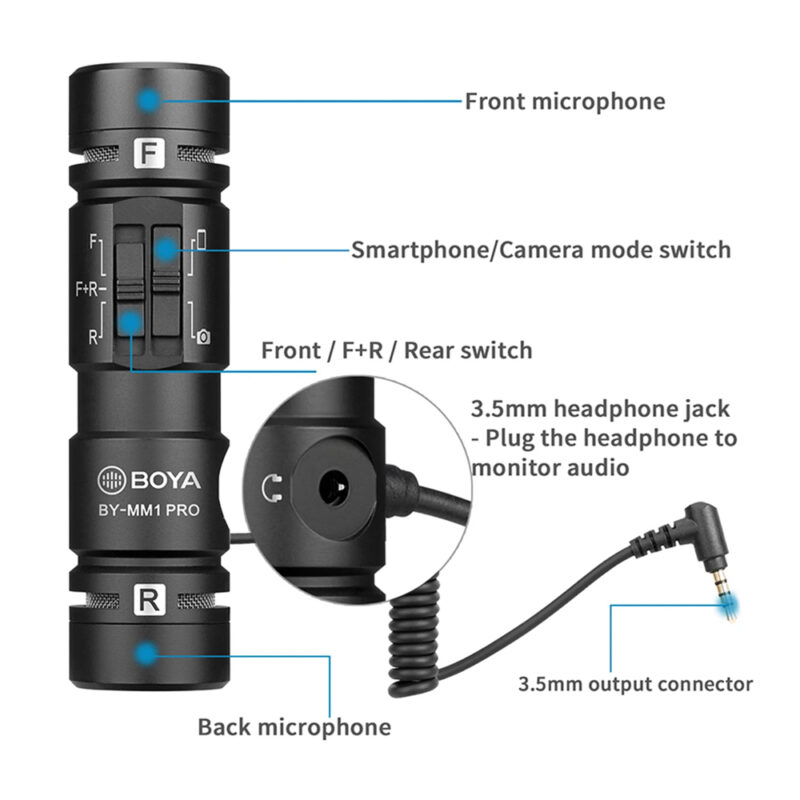 Microfone Condensador Boya p/Tablets Celular Dslr Preto