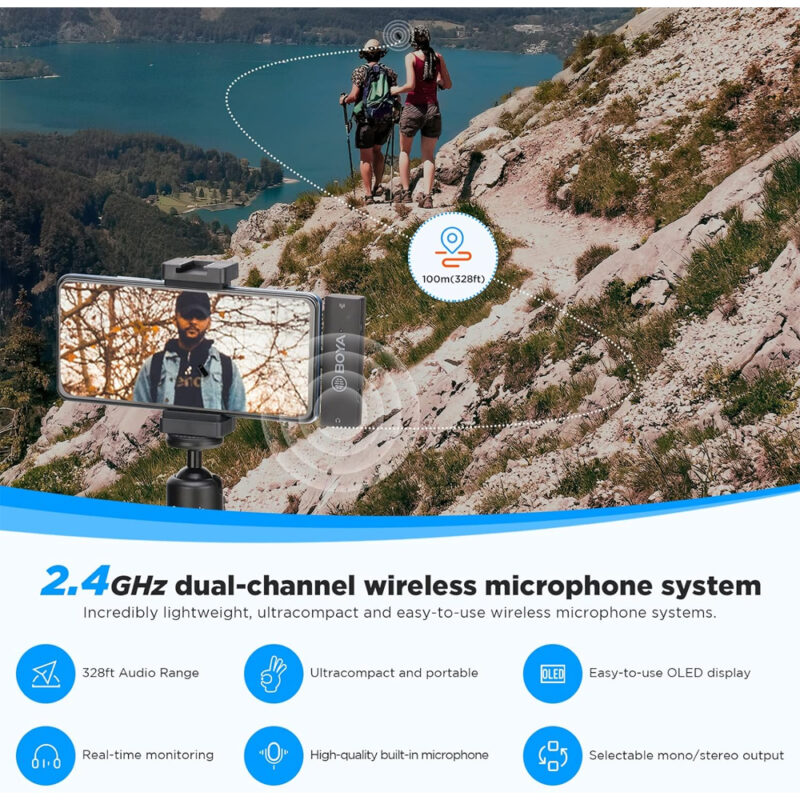 Sistema Microfone Lapela Boya By-xm6-s6 Usb C 2.4G Preto