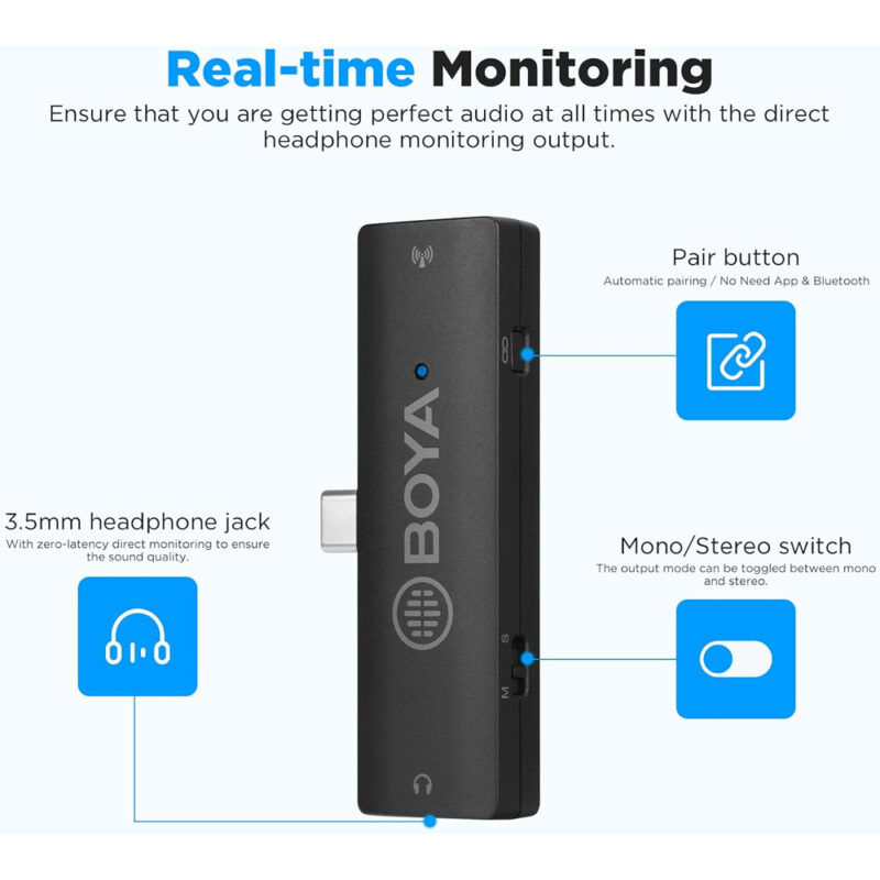 Sistema Microfone Lapela Boya By-xm6-s6 Usb C 2.4G Preto
