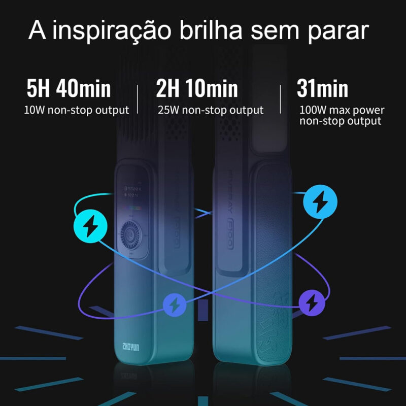 Iluminador Led Tubular Zhiyun Fiveray 100 Portátil Preto
