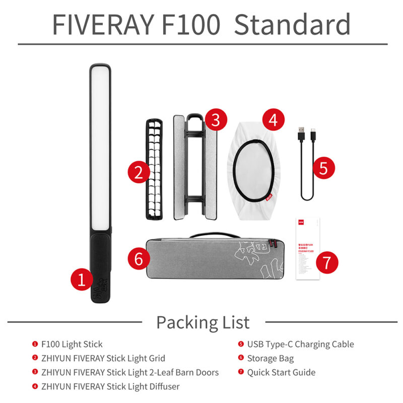 Iluminador Led Tubular Zhiyun Fiveray 100 Portátil Preto