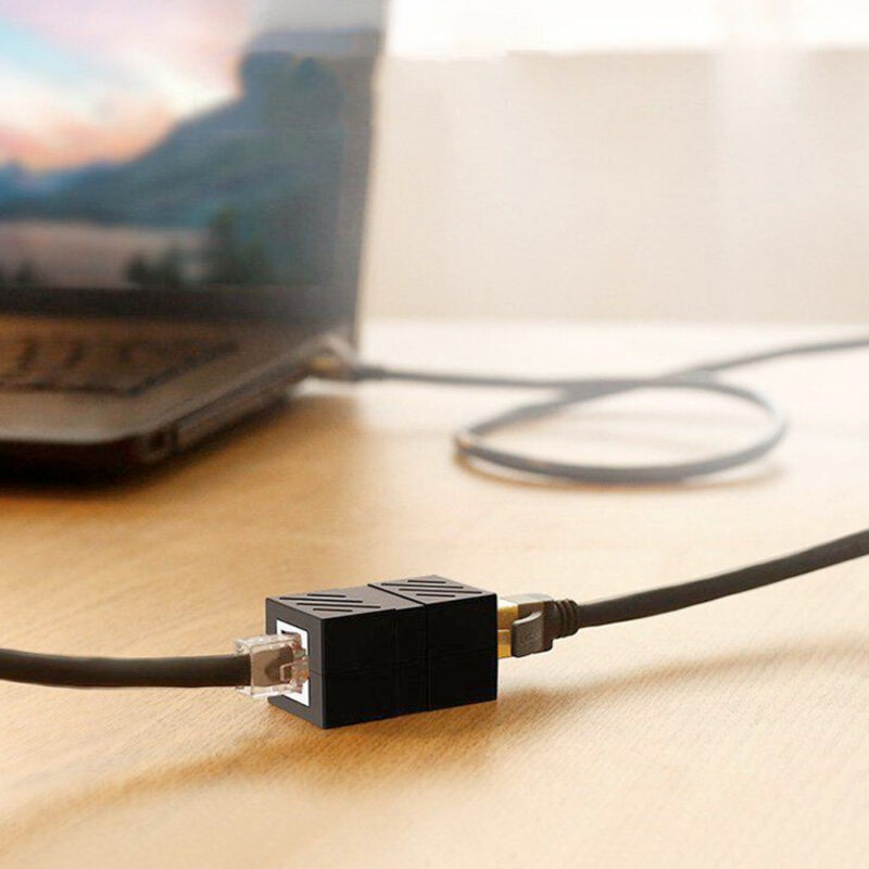 Adaptador Rj45 Ugreen p/ Cabo de Internet 1000Mbps Preto