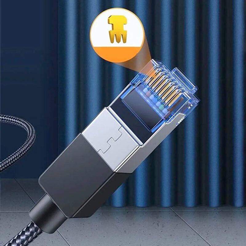 Cabo de Rede Ugreen Cat8 F/FTP Rj45 Ethernet 1 M Preto