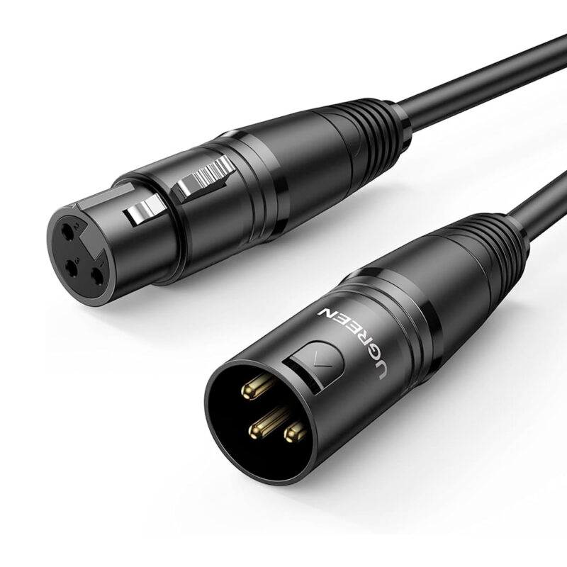 Cabo Xlr Ugreen Macho/Fêmea p/Microfone 5 Metros Preto
