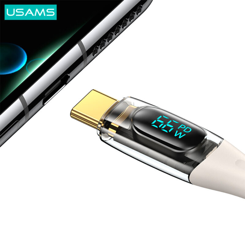 Cabo Usb Usams Usb A para Tipo C 6A Macho 1.2 Metro Bege