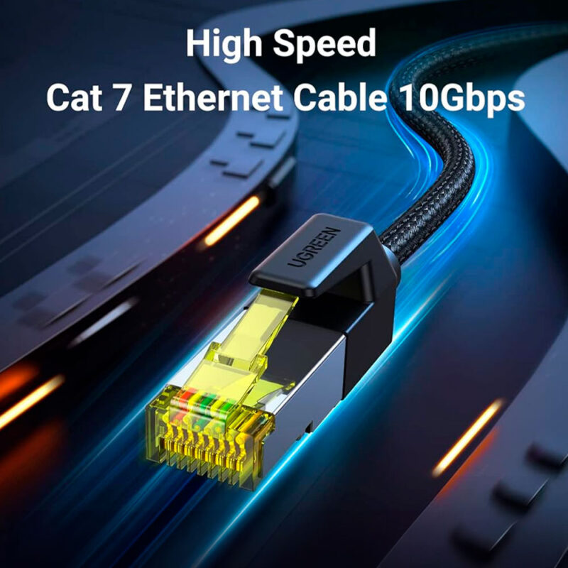 Cabo de Rede Rj45 Ugreen Cat7 F/FTP Macho 2 Metros Preto