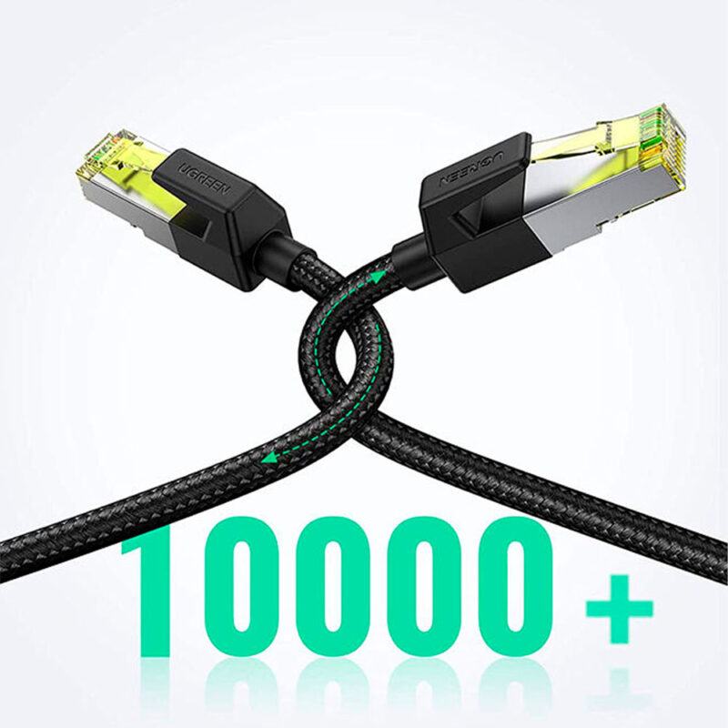 Cabo de Rede Rj45 Ugreen Cat7 F/FTP Macho 1 Metro Preto