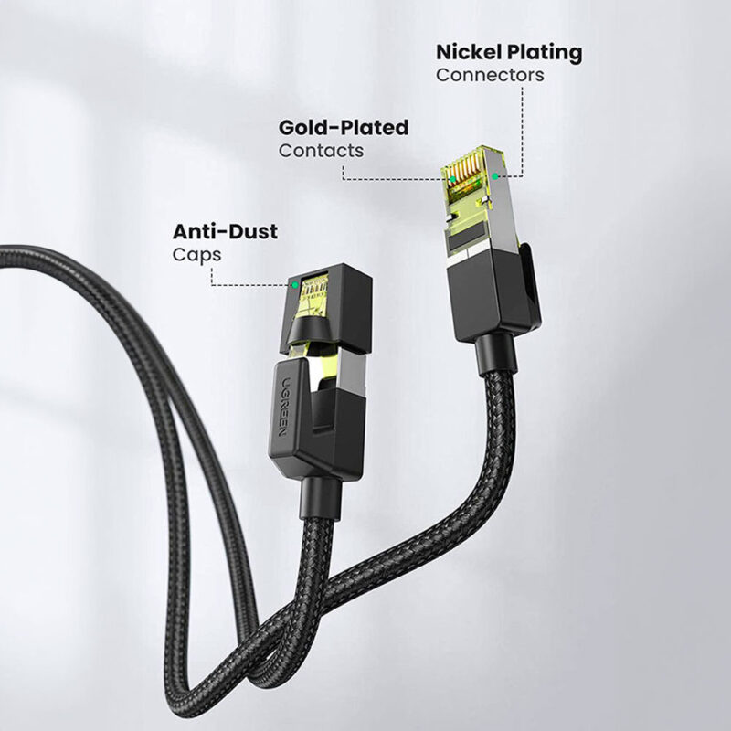 Cabo de Rede Rj45 Ugreen Cat7 F/FTP Macho 1 Metro Preto