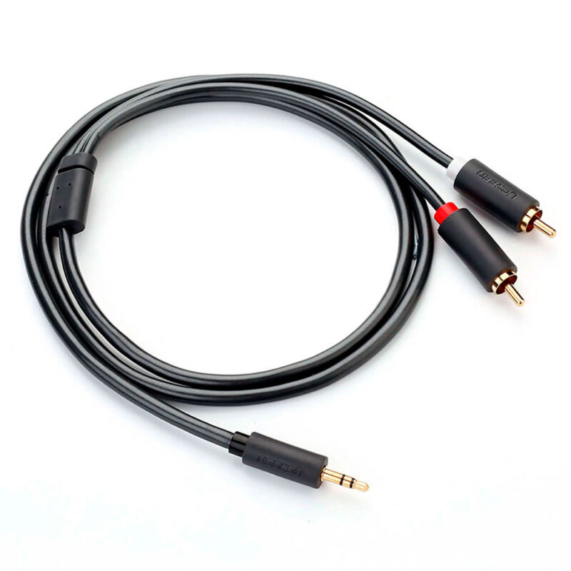 Cabo de Áudio Ugreen 3.5mm para 2RCA Macho 1 Metro Preto