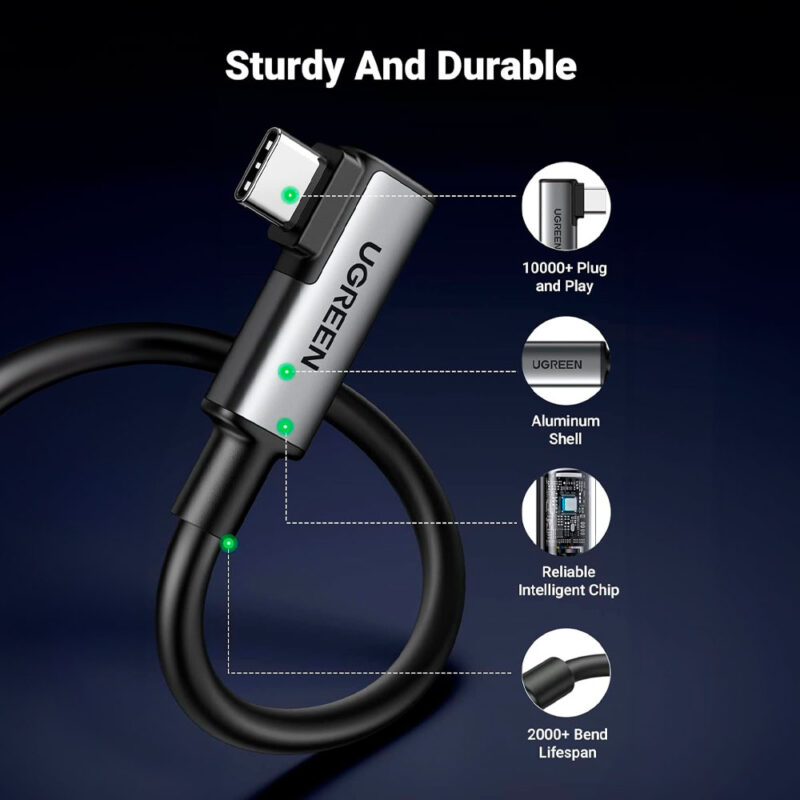 Cabo Angular Ugreen Usb C Cabo Link Headset 5Metro Preto
