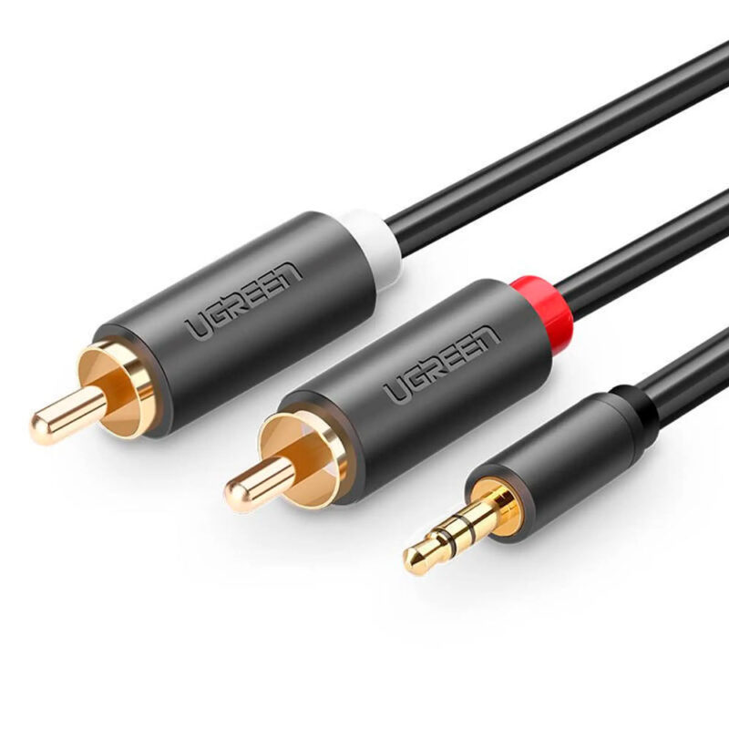 Cabo Áudio Ugreen 3.5mm pra 2Rca Macho/Fêmea 1.5M Preto