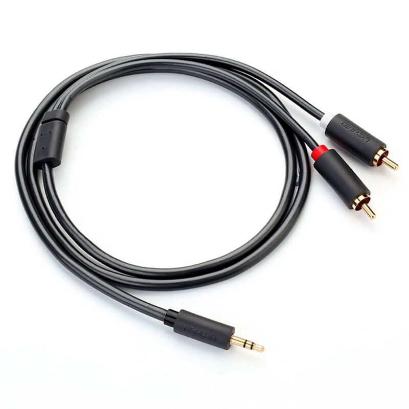 Cabo Áudio Ugreen 3.5mm pra 2Rca Macho/Fêmea 1.5M Preto