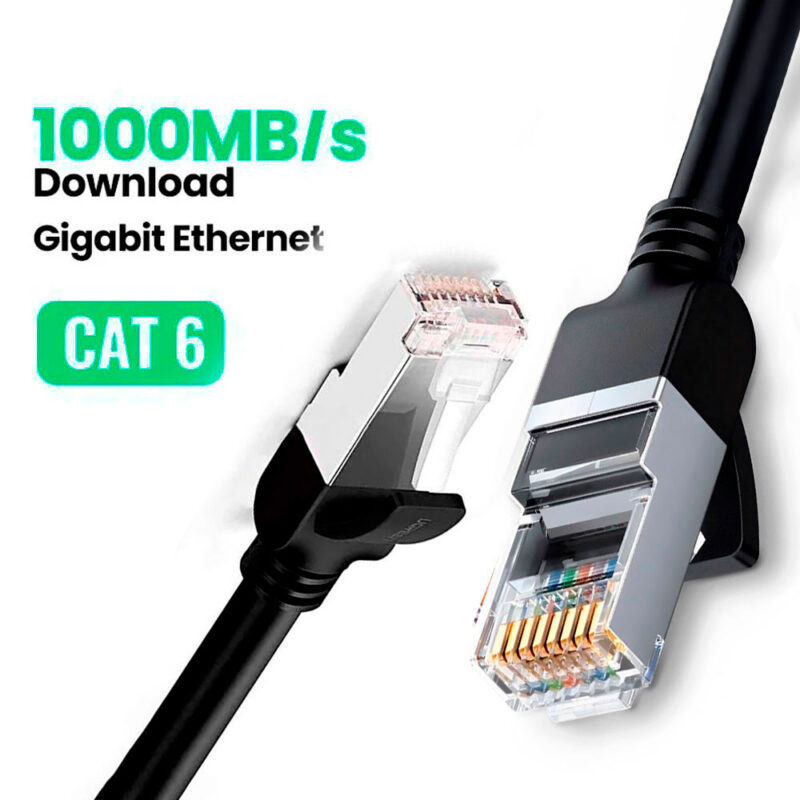 Cabo de Rede Rj45 Ugreen Cat6 UTP Macho 2 Metros Preto