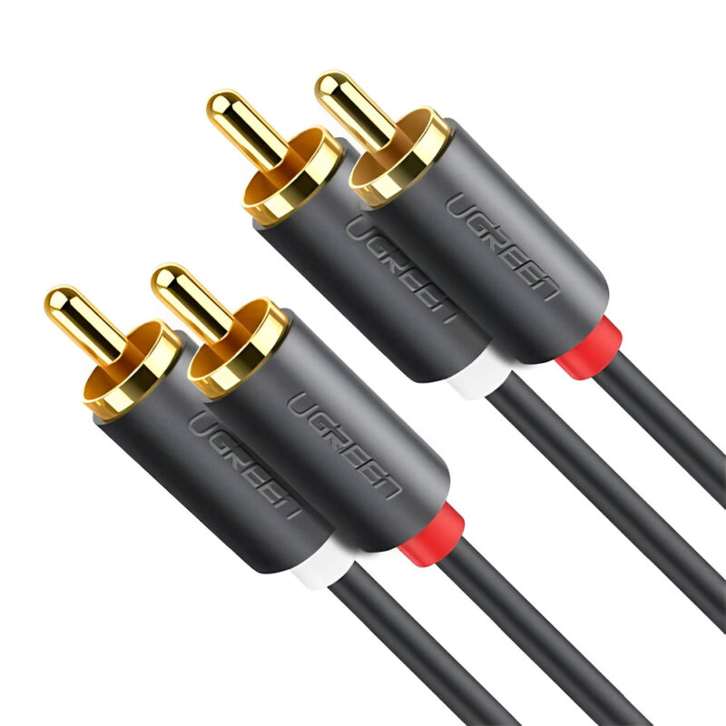 Cabo de Áudio Ugreen 2Rca Macho/Macho 1.5 Metros Preto