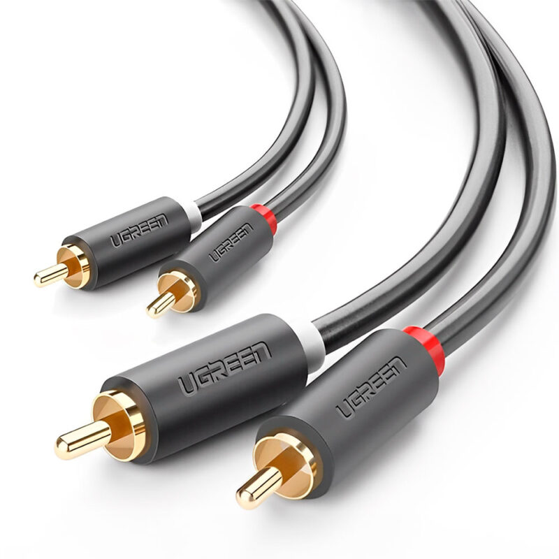 Cabo de Áudio Ugreen 2Rca Macho/Macho 1.5 Metros Preto