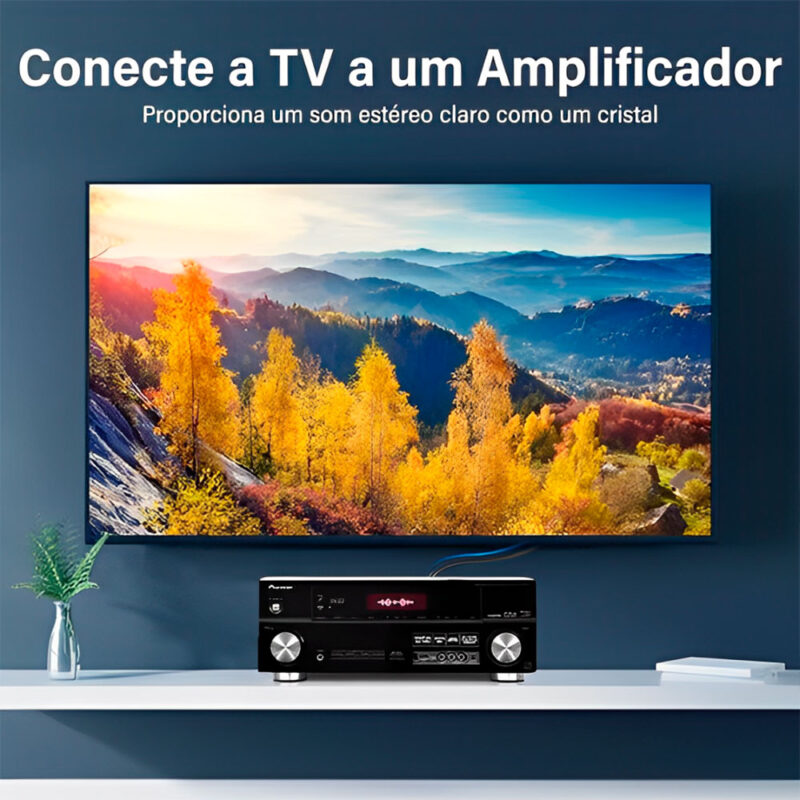 Cabo de Áudio Ugreen 2Rca Macho/Macho 1.5 Metros Preto