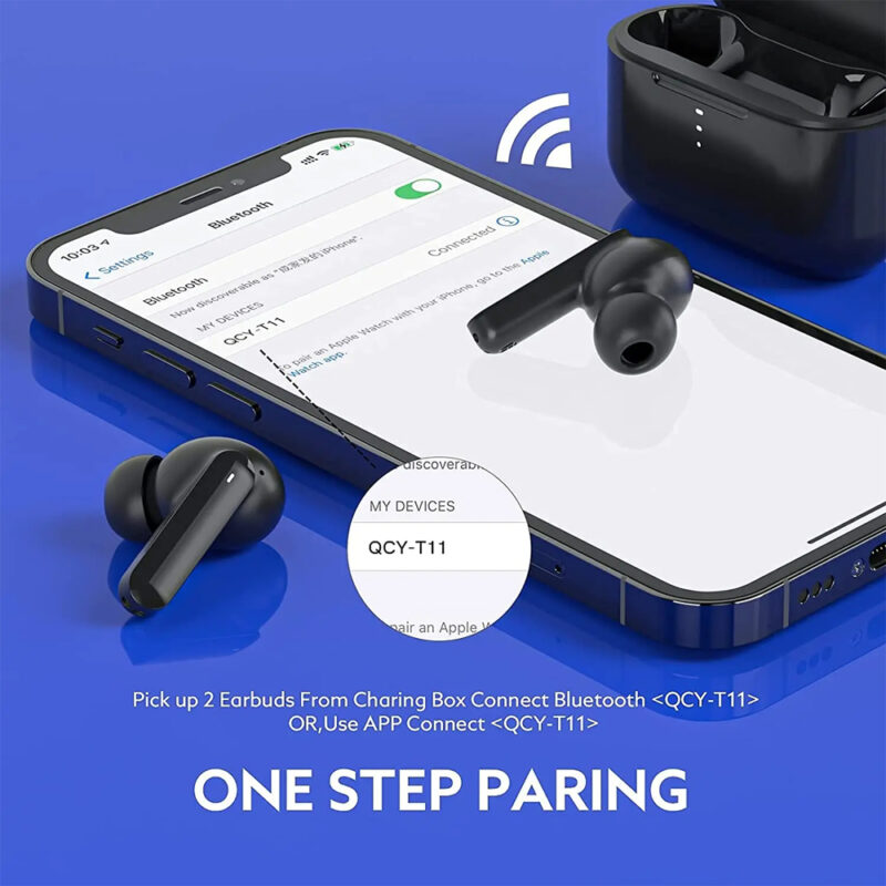 Fone de Ouvido Sem Fio Qcy T11 Bluetooth 5.0 Preto