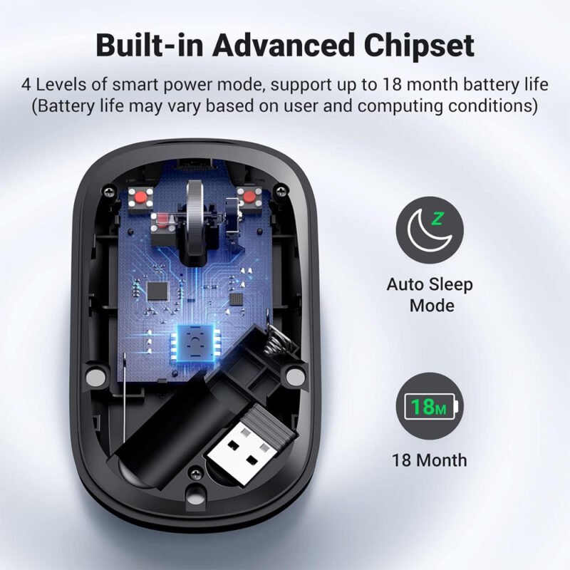 Mouse Sem Fio Ugreen 4000dpi 2,4Gz Cinza Preto