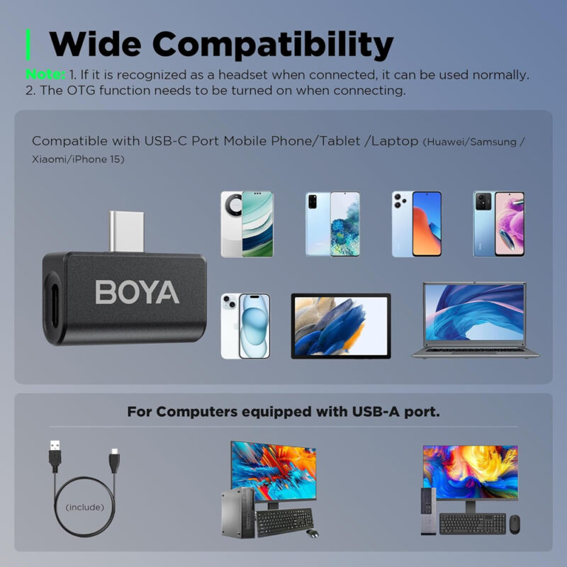 Sistema Microfone de Lapela Boya Omic-U Usb Tipo C Preto