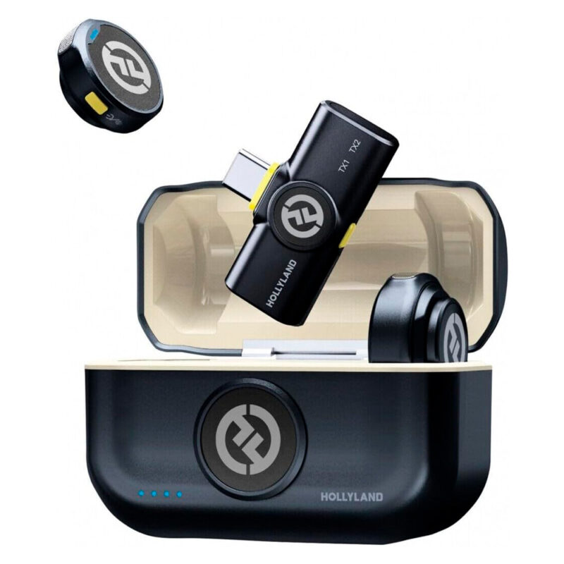 Microfone de Lapela Hollyland Lark M2 Duo Usb C Preto