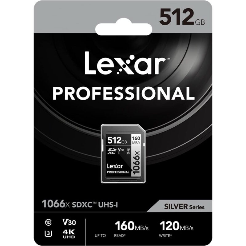 Cartão de Memória Lexar 512gb Cartão Sd V30 160Mbs Preto