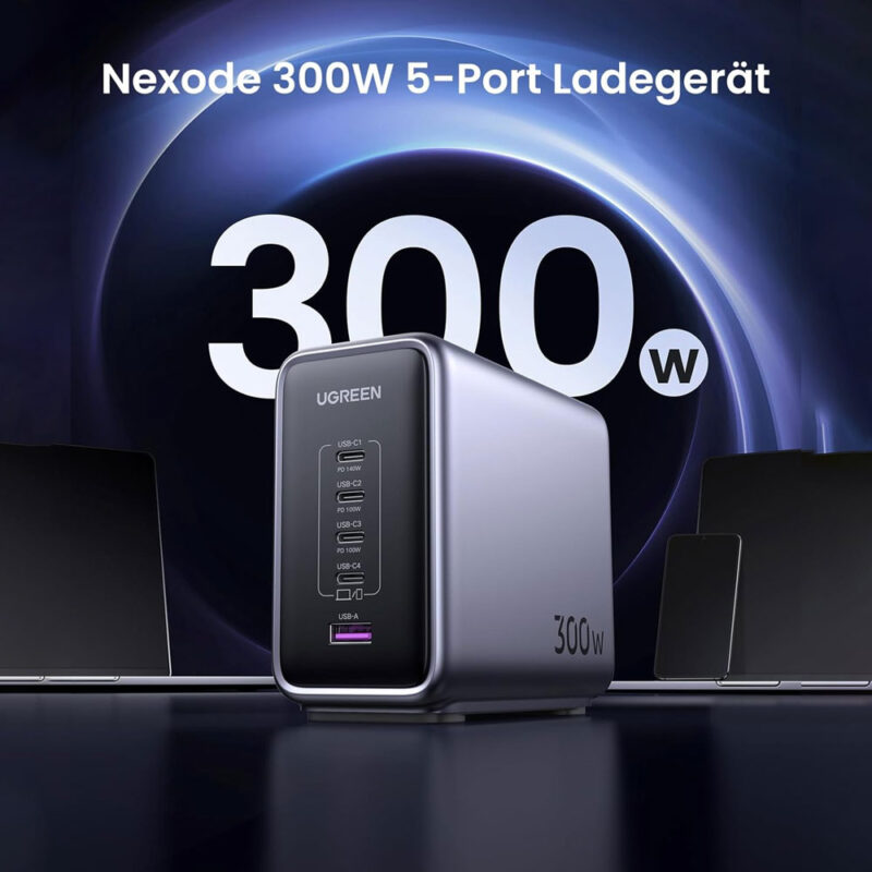 Carregador Mesa Desktop Ugreen 5 em 1 Usb A/C 300W Preto