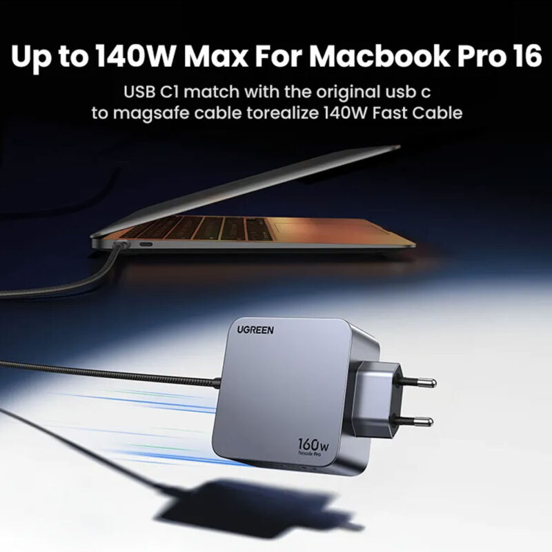 Carregador Usb A/C Ugreen 160W + Cabo Usb C 1.5M Preto