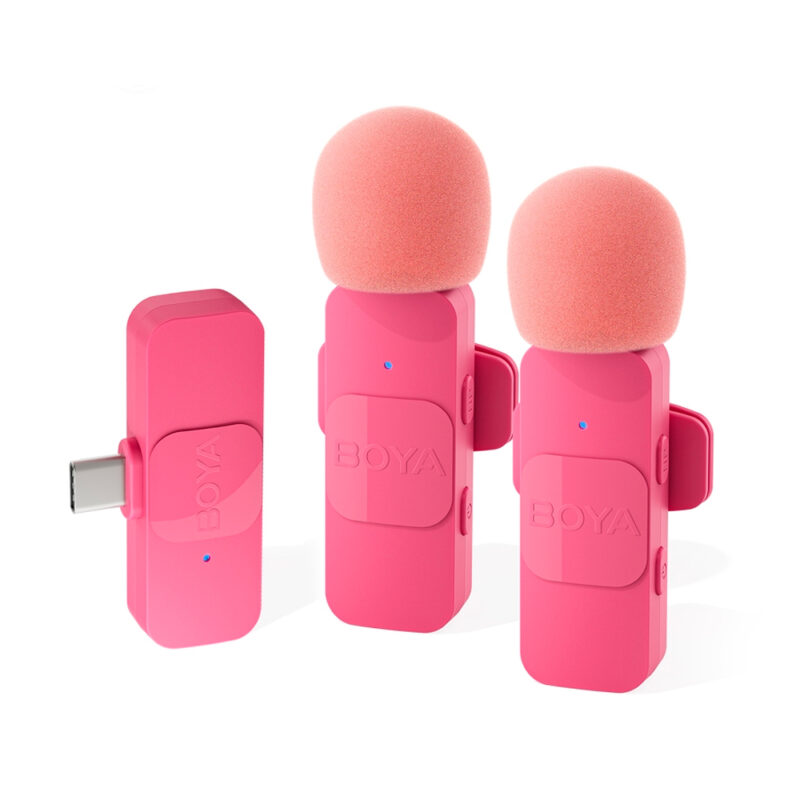 Microfone Lapela Boya By-v20 p/iPhone 15 e Android Rosa