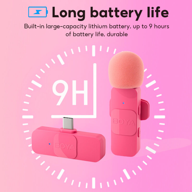 Microfone Lapela Boya By-v20 p/iPhone 15 e Android Rosa