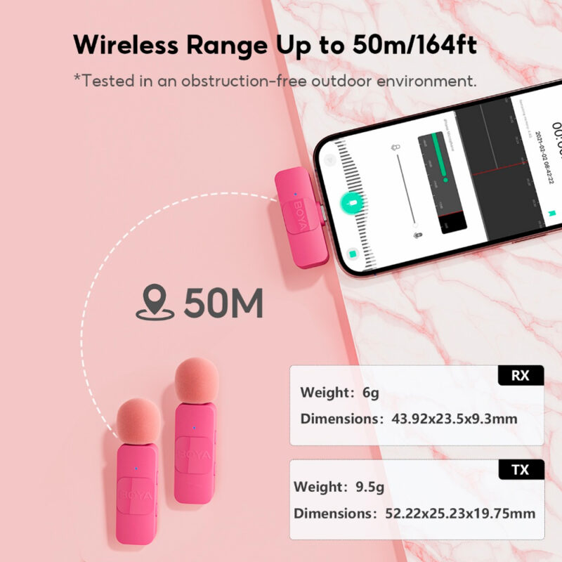 Microfone Lapela Boya By-v20 p/iPhone 15 e Android Rosa