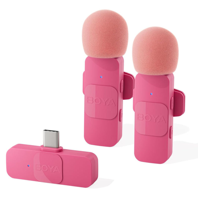 Microfone Lapela Boya By-v20 p/iPhone 15 e Android Rosa