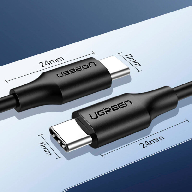Cabo Usb Ugreen 480Mbs Tipo C p/Tipo C Macho 1.5M Preto