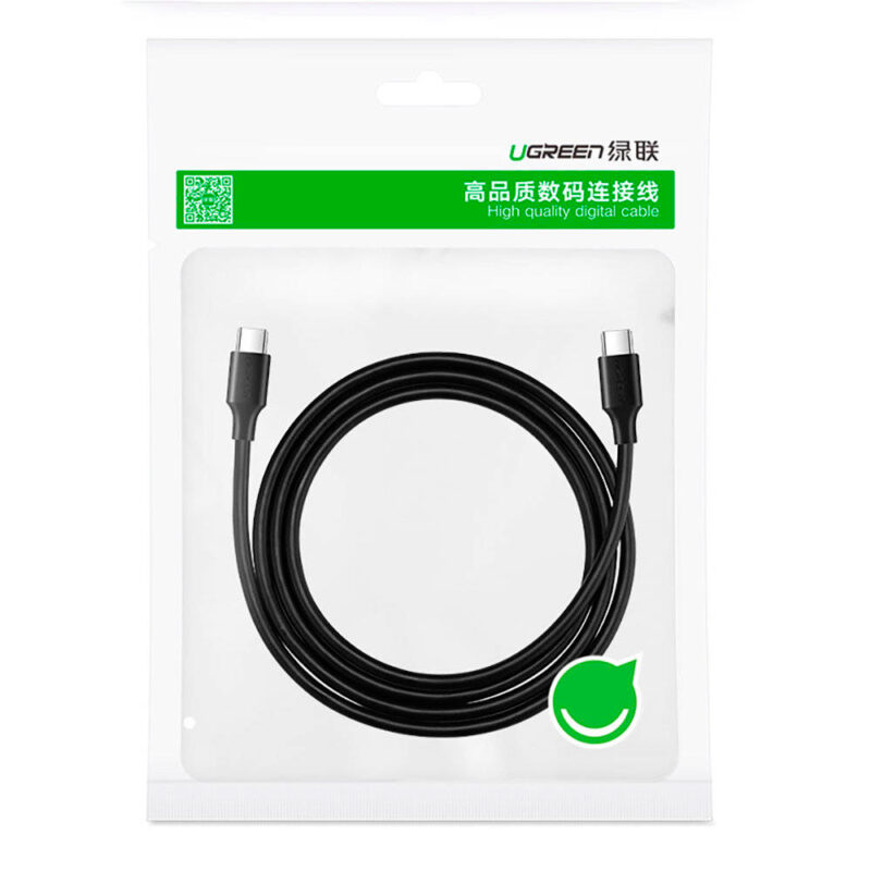 Cabo Usb Ugreen 480Mbs Tipo C p/Tipo C Macho 1.5M Preto