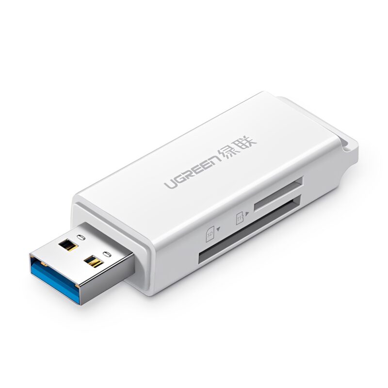 Leitor Cartão Memória Ugreen Micro e Sd p/Usb 3.0 Branco