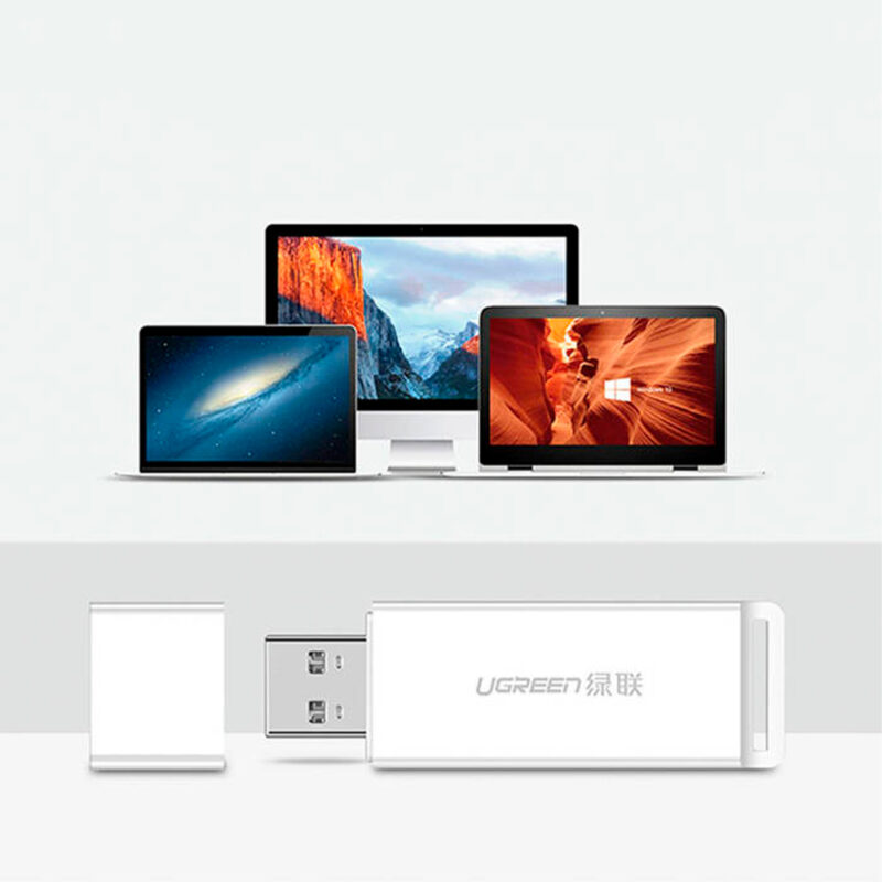 Leitor Cartão Memória Ugreen Micro e Sd p/Usb 3.0 Branco