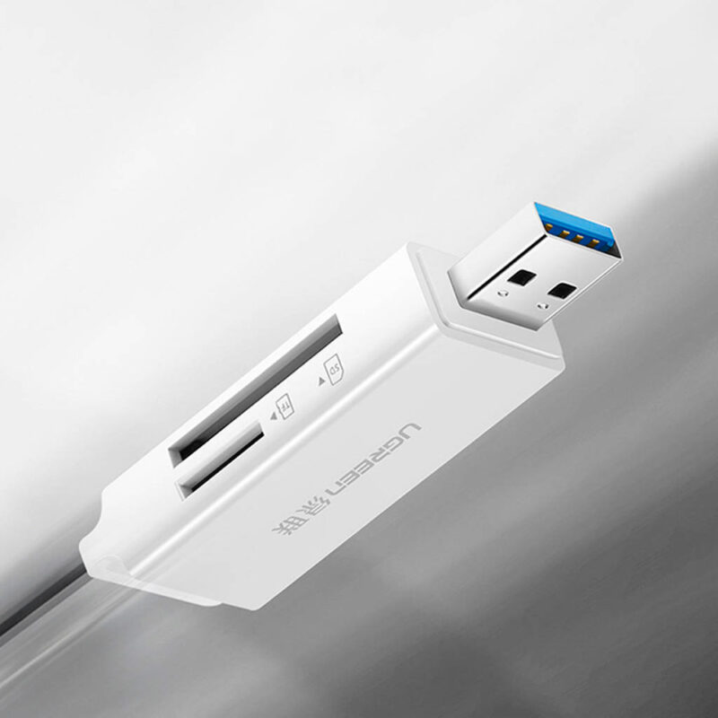Leitor Cartão Memória Ugreen Micro e Sd p/Usb 3.0 Branco