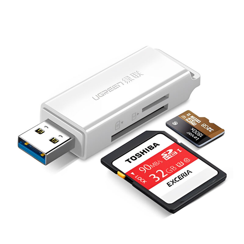 Leitor Cartão Memória Ugreen Micro e Sd p/Usb 3.0 Branco