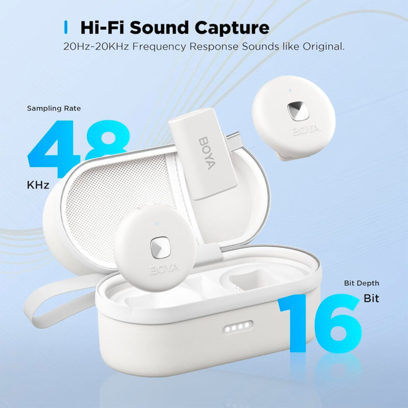Sistema Microfone Lapela Boya Omic-U 2.4Ghz Usb C Branco