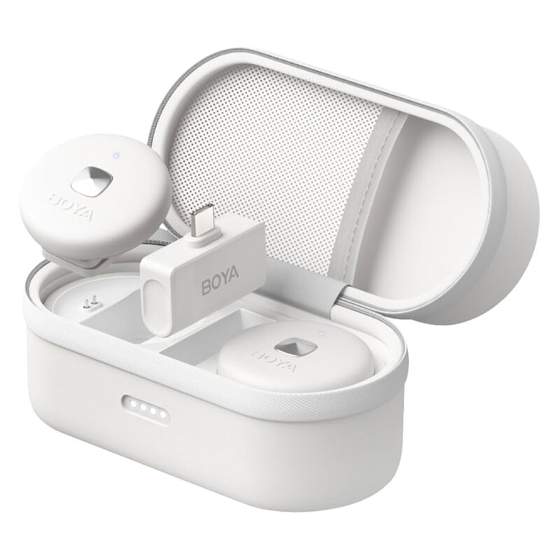 Sistema Microfone Lapela Boya Omic-U 2.4Ghz Usb C Branco