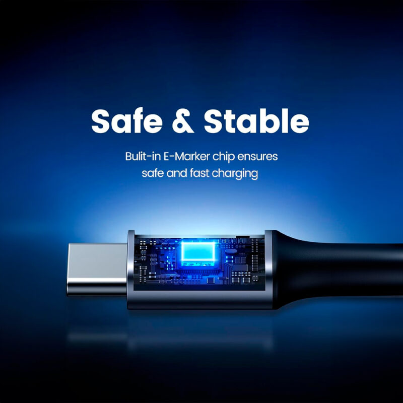 Cabo Usb Angular Ugreen Usb C 2.0 Macho 5A 3Metros Preto