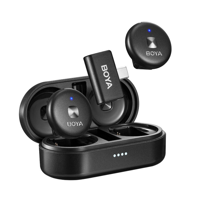 Sistema Microfone Sem Fio Boya Omic-U Usb C Lapela Preto