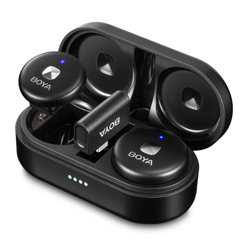Sistema Microfone Sem Fio Boya Omic-U Usb C Lapela Preto