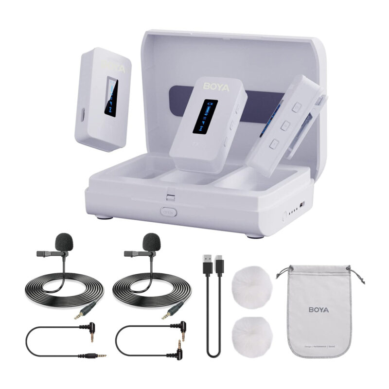 Sistema Microfone Sem Fio Boya By-xm6-k2 Lapela Branco