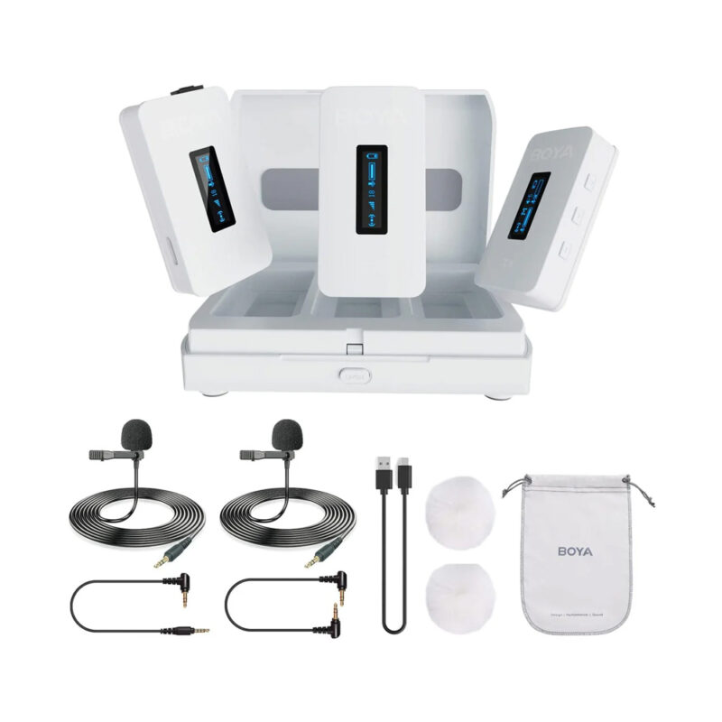 Sistema Microfone Sem Fio Boya By-xm6-k2 Lapela Branco