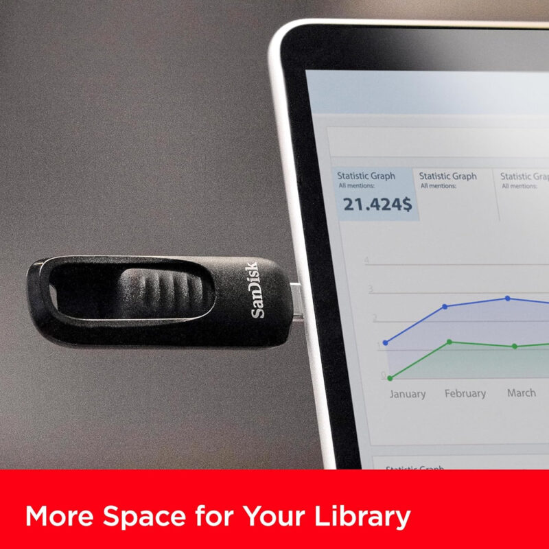 Pen Drive Sandisk 256gb Ultra Slider Usb C 3.2 Preto