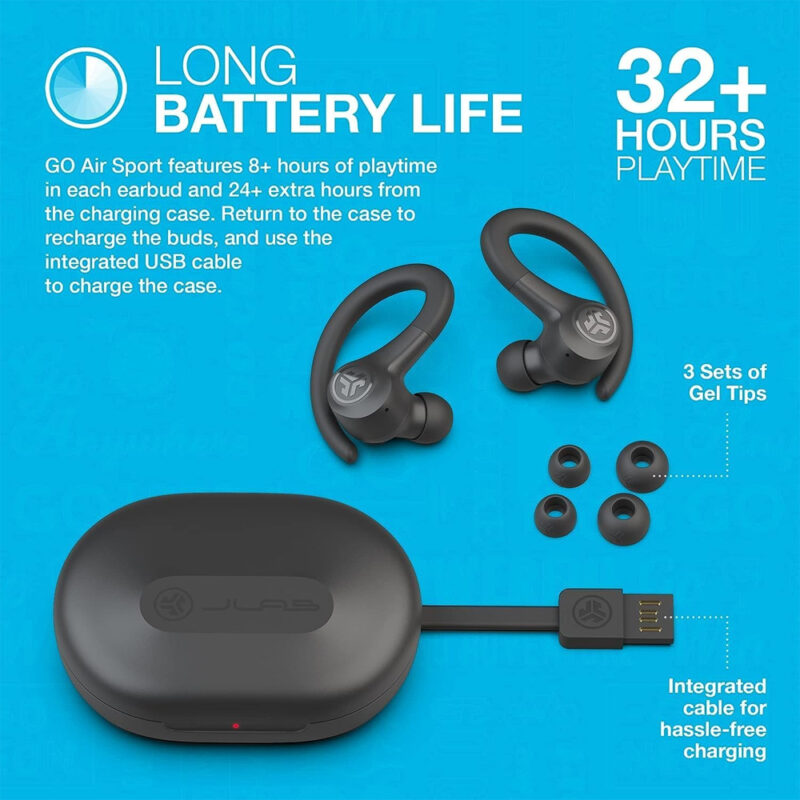 Fone Ouvido Sem Fio Jlab Go Air Sport Bluetooth 5.1 Grafite